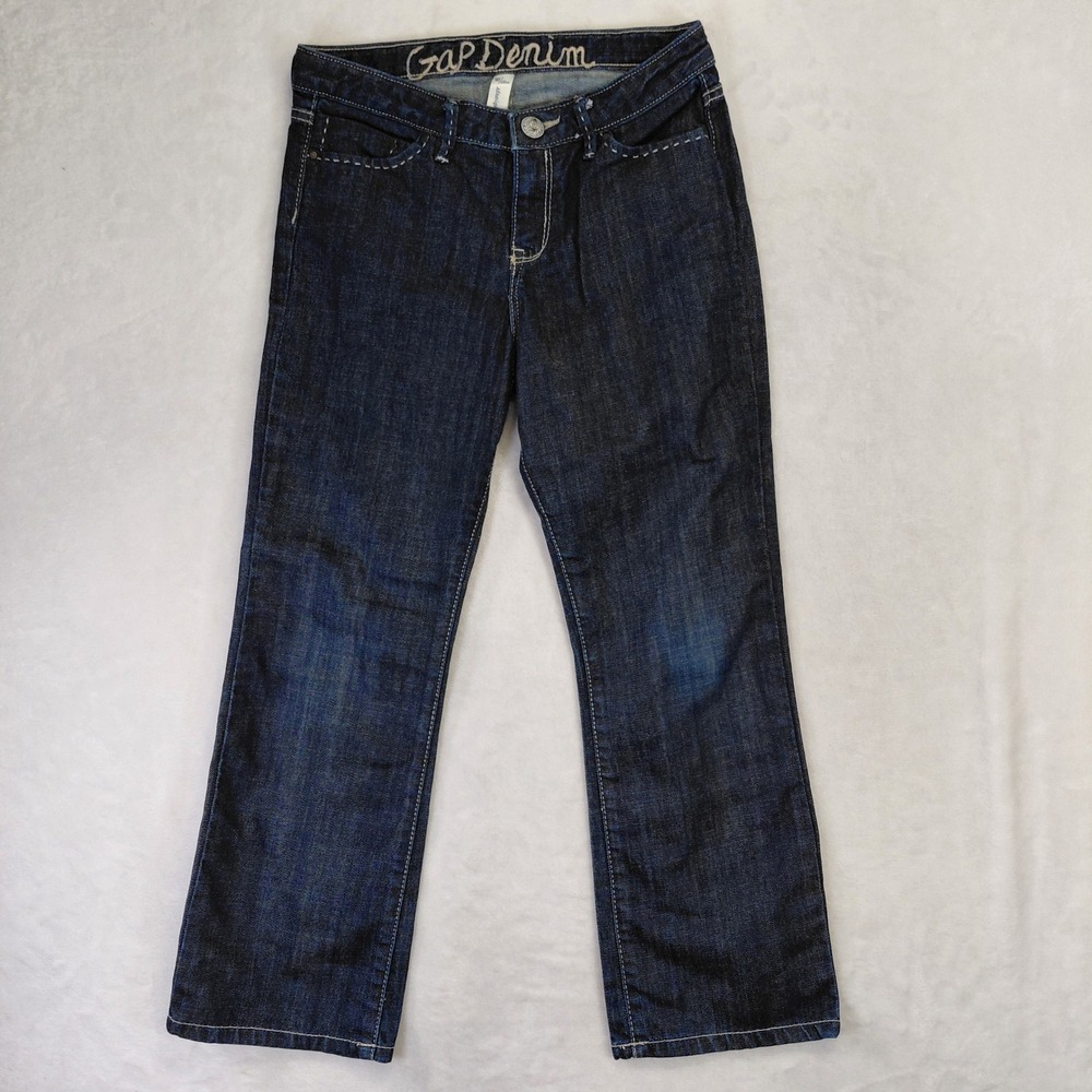 Vintage Gap Denim Dark Wash Straight Leg Jeans Contrast Stitching Size 10 Plus